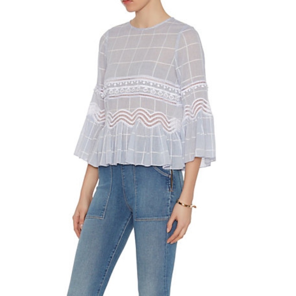 Jonathan Simkhai EXCLUSIVE Voile Grid Embroidered Top